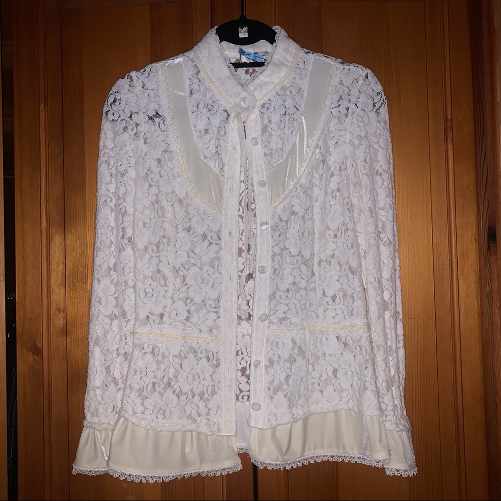 213 Lace Button Down Top